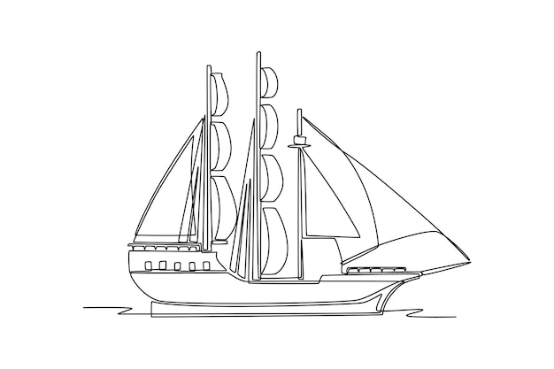 Kontinuierliche einzeilige Zeichnung Ozeanreise-Transportkonzept Einzeilige Zeichnung Design-Vektorgrafik-Illustration