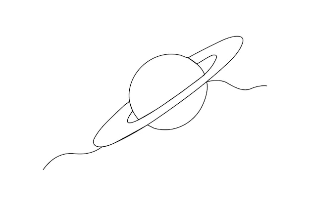 Kontinuierliche einzeilige zeichnung planet saturn weltraumkonzept vektorgrafik-illustration für einzeiliges zeichnen