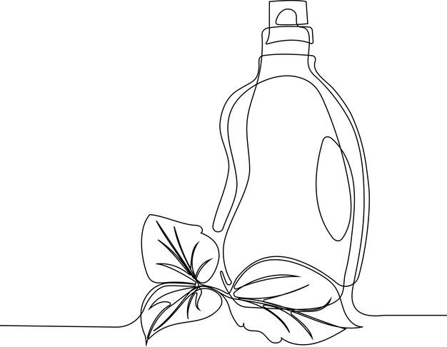 Kontinuierliche einzeilige Zeichnung von Flaschen für Flüssigwaschmittel, Bleichmittel, Weichspüler, Geschirrspülmittel