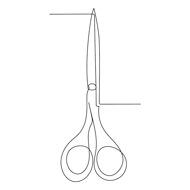 kontinuierliche Einzeilzeichnung von Scheren Kunstzeichnung und Illustration Schere Symbol Konzeptdesign