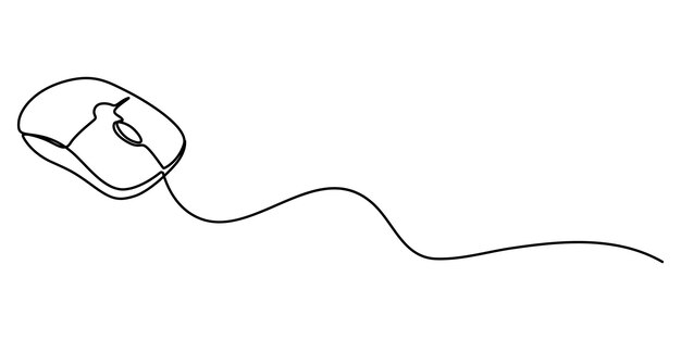 Kontinuierliche einzelne Linienzeichnung von Computermaus-Symbolen Vektorillustration Kontinümierende Linienzeichnungen