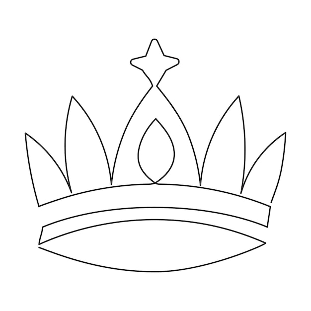 Vektor kontinuierliche einzelne zeichnung der königlichen krone einfache königliche krone kontur vektorkunst illustration