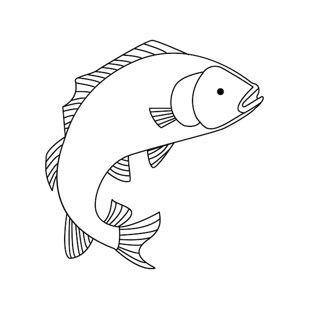 Kontinuierliche fisch-ein-linien-kunst-umriss-vektor-illustration und tattoo-design