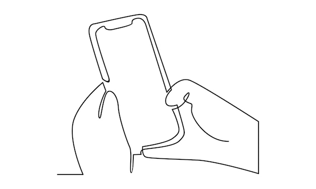 Kontinuierliche handlinie mit telefonillustration