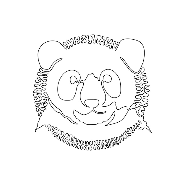 Kontinuierliche Kurve, einzeilige Zeichnung eines prächtigen Pandas für Logo-Schilder, Wanddekoration, Boho-Druckkunst