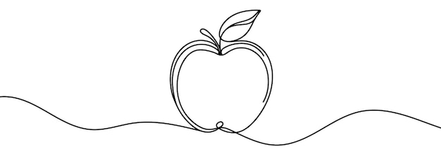Kontinuierliche lineare Zeichnung des Apfels Ein Zeichnung der Linie Apfel im Stil einer Linie