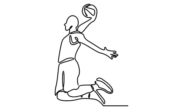 Kontinuierliche linie der basketballspieler-illustration