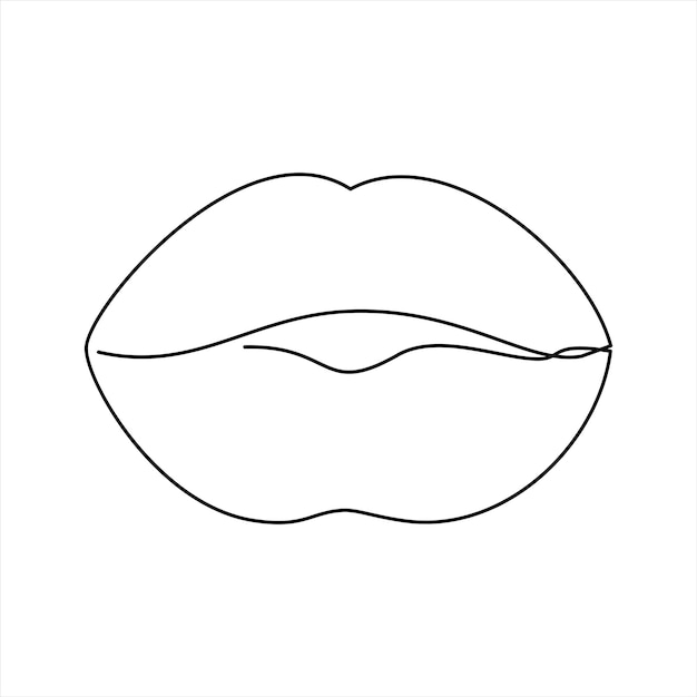 Kontinuierliche linie weibliche lippen, vektorillustration