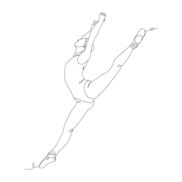 Kontinuierliche Liniendarstellung der Balletttänzerin