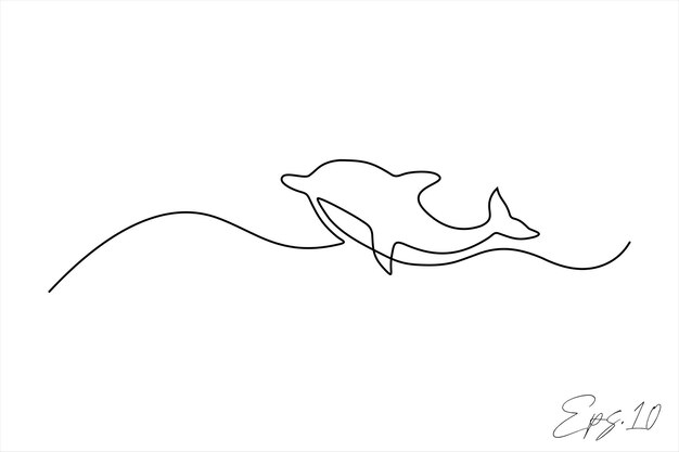Kontinuierliche Linienvektorillustration des Delphins