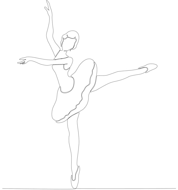 Kontinuierliche Linienzeichnung. Ballerina Ballerina-Tänzerin. Vektor-Illustration