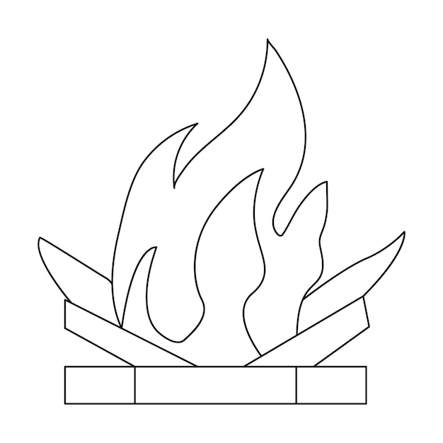 Kontinuierliche linienzeichnung des feuers flamme lineare ikone vektor-illustration