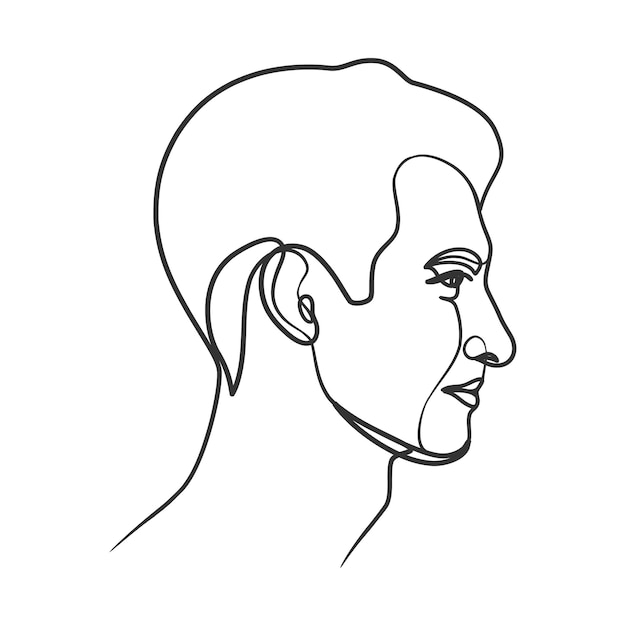 Kontinuierliche linienzeichnung des gesichts des menschen. einzeiliges männerporträt. handgezeichneter minimalistischer stil