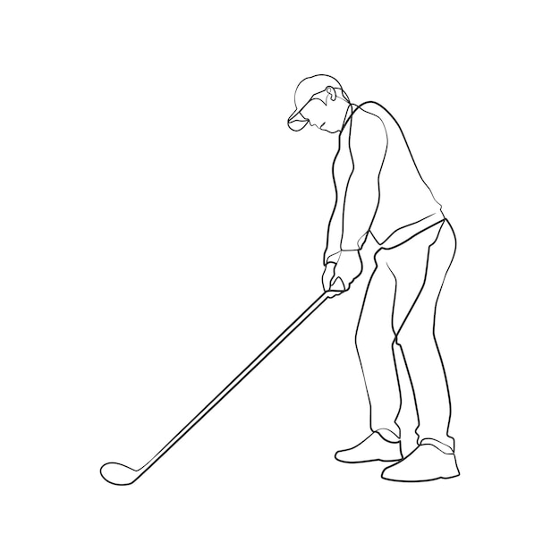 Vektor kontinuierliche linienzeichnung des golfers
