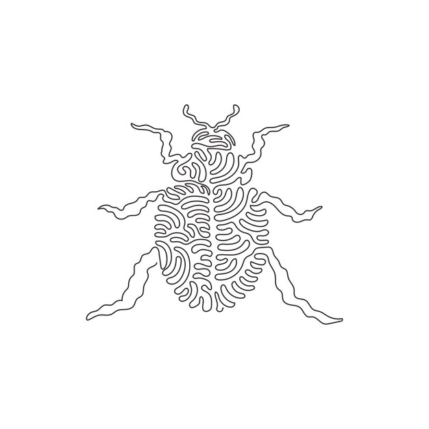 Vektor kontinuierliche linienzeichnung design-vektorillustration des käfers mit gefaltetem flügel