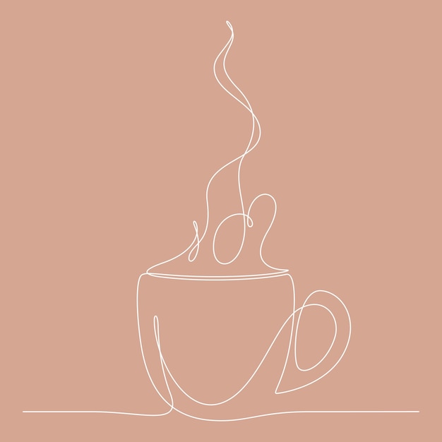 Kontinuierliche Linienzeichnung einer Kaffeetasse-Vektorillustration