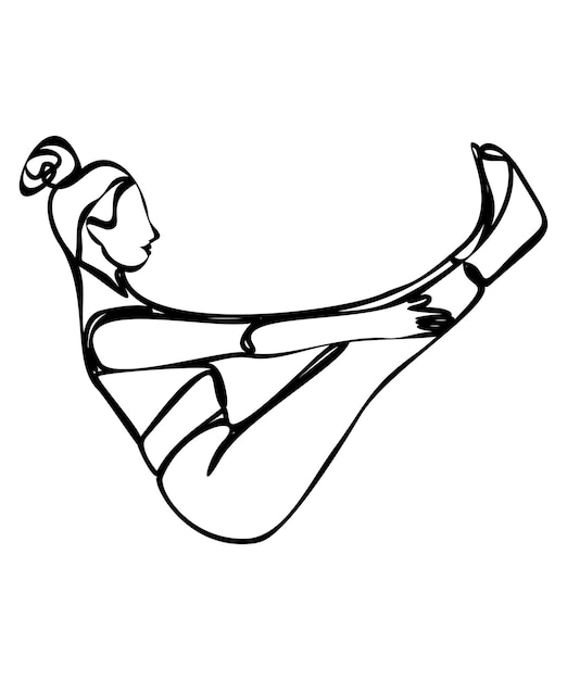 Kontinuierliche Linienzeichnung Frau, die Übungen in Yoga-Pose macht Vektorillustration