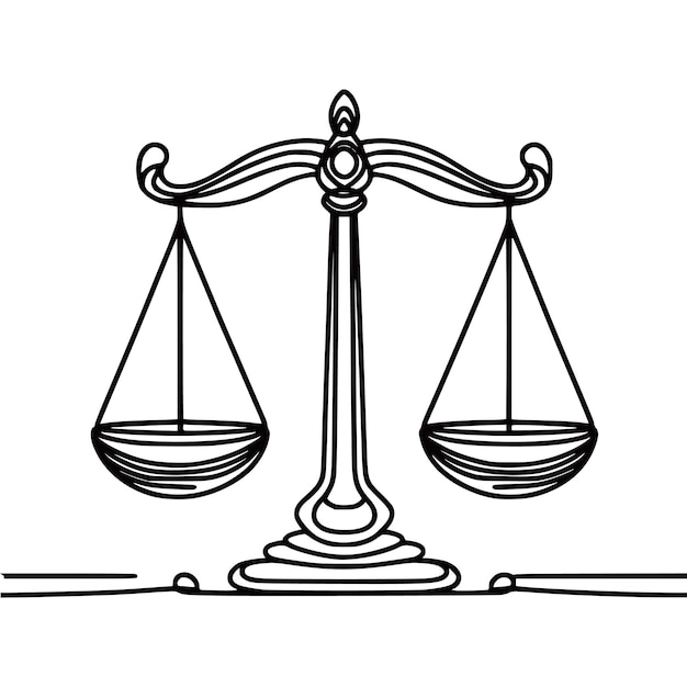 Kontinuierliche Linienzeichnung vereinfachte Skalen Justiz Rechtsrecht Vektorillustrationen