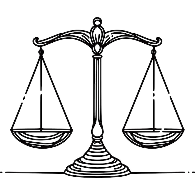 Kontinuierliche Linienzeichnung vereinfachte Skalen Justiz Rechtsrecht Vektorillustrationen