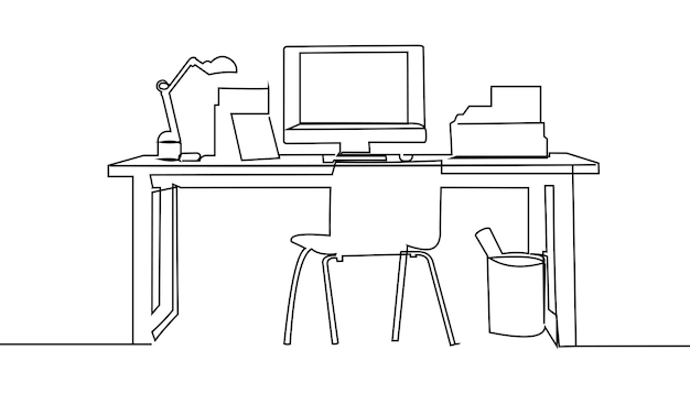Kontinuierliche Linienzeichnung verschiedener Stile von Bürostühlen Premium-Vektorillustration