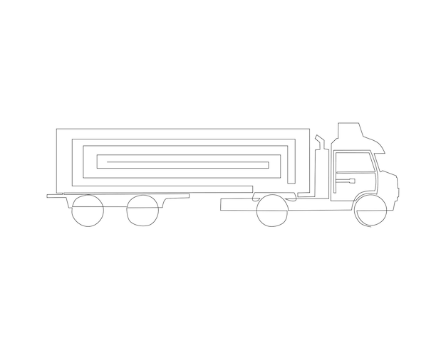 Kontinuierliche Linienzeichnung von Frachtwagen Eine Linie von Containern Lastwagen Lastwagen Kontinürierbare Linienkunst Bearbeitbare Umrisse