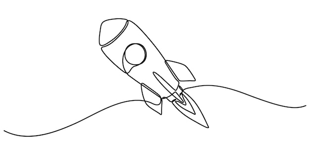 Kontinuierliche Linienzeichnung von Raumschiff-Ikonen Handgezeichnetes Symbol Vektor-Illustration Kontinuierlich