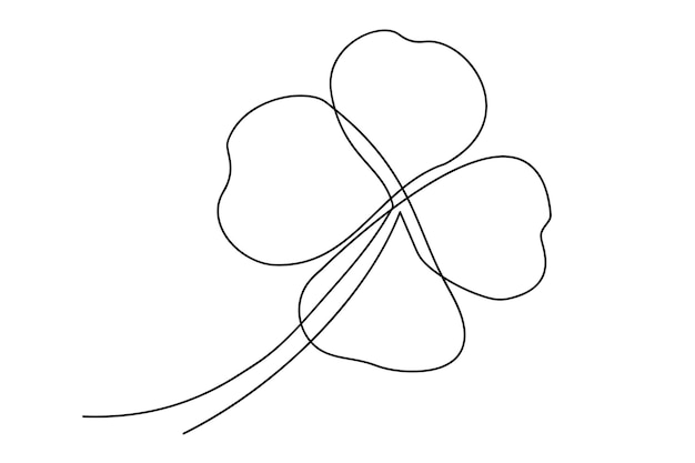 Kontinuierliche linienzeichnung von shamrock-blatt-minimalismus-design. irisches symbol für st. patrick day und glück