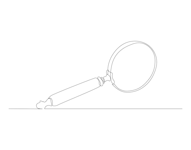 Kontinuierliche Linienzeichnung von Vergrößerungsglas Eine Linienvergrößerung Vergrößerer Kontinuierlicher Linienbild Bearbeitbarer Umriss