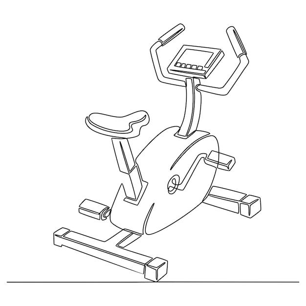 Kontinuierliche strichzeichnung von heimtrainer sportausrüstung vektor-illustration