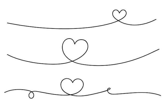 Kontinuierliche strichzeichnungskunst herz mit schwarzer linie bearbeitbarer strich
