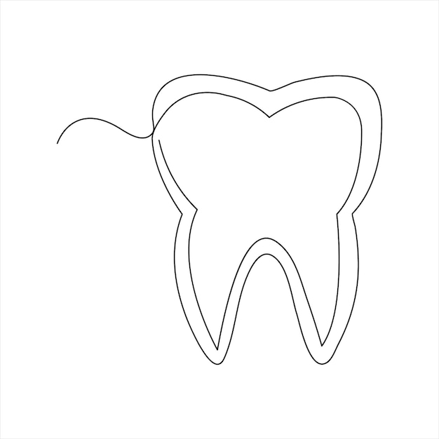 Vektor kontinuierliche zähne in einer linie zeichnung kunstdesign