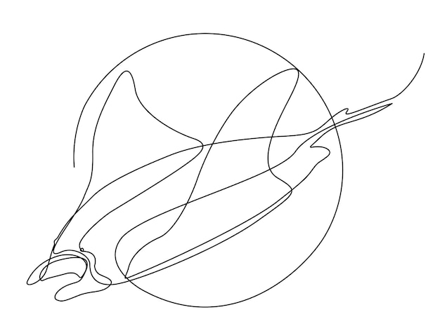 Kontinuierliche zeichnung einer linie von manta-raye einfache illustration von stingray-fisch-linienkunst