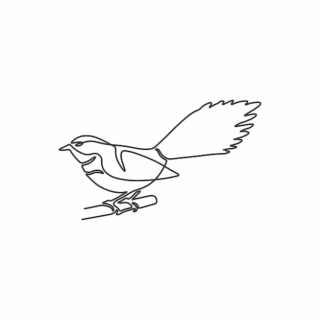 Vektor kontinuierliche zeichnung einzeilige kunst des vogels