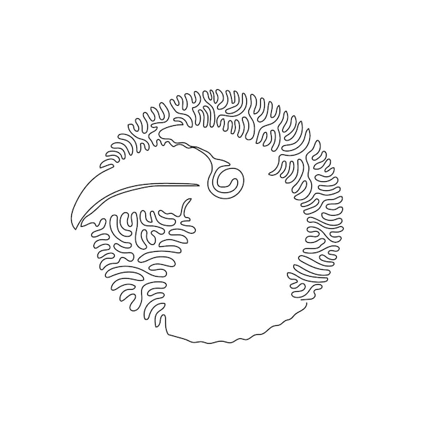 Vektor kontinuierlicher linienzeichnungs-designvektor des niedlichen gebogenen nashornvogels für symbol, logo, haustierliebhaberclub