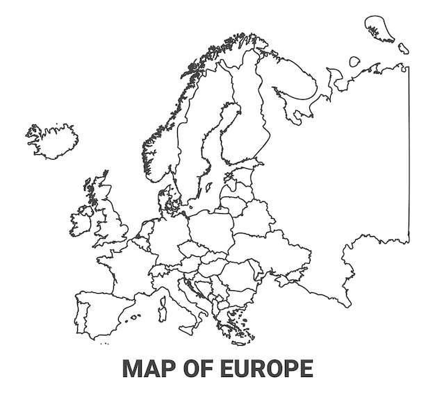 Konturkarte Europas mit Grenzen der Region Vektor-Illustration