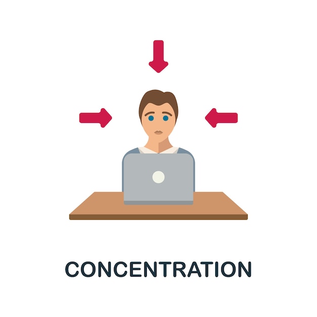 Konzentration flaches symbol farbiges zeichen aus der produktivitätssammlung kreative konzentrationssymbolillustration für webdesign-infografiken und mehr