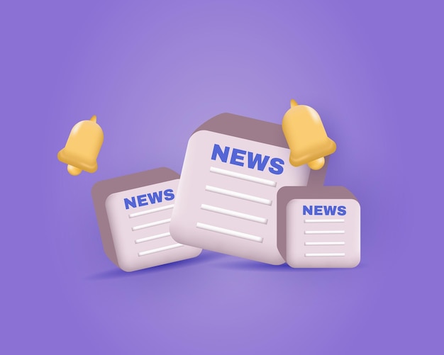 Konzept Benachrichtigung Nachrichten Aktualisierung Zeitung 3D-Ikonen Informationen
