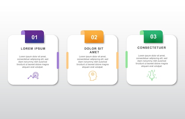Konzept der 3 Schritte zum Geschäftswachstum oder Infografik-Design-Vorlage