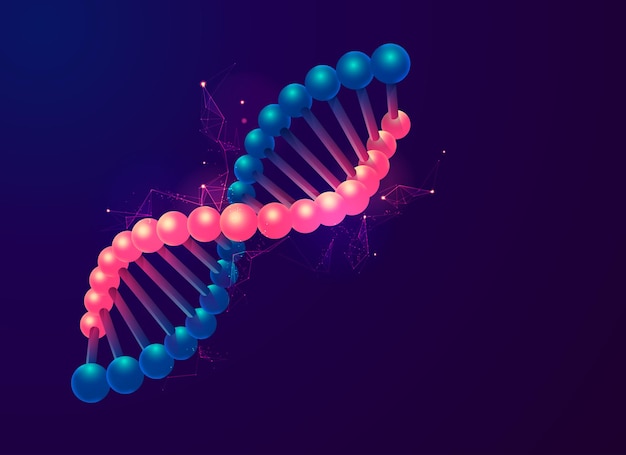 Konzept der biotechnologie oder synthetischen biologie, dna-grafik mit futuristischem element