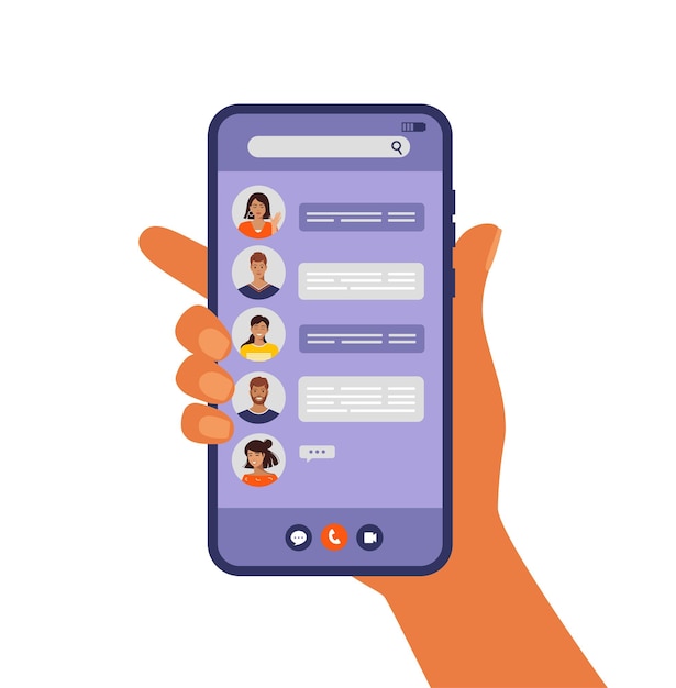Konzept der chat-kommunikation in sozialen netzwerken in boten