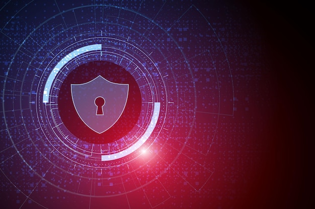 Konzept der Cyber-Sicherheitstechnologie Schild mit Schlüsselloch-Symbol persönliche Datenvektor-Illustration