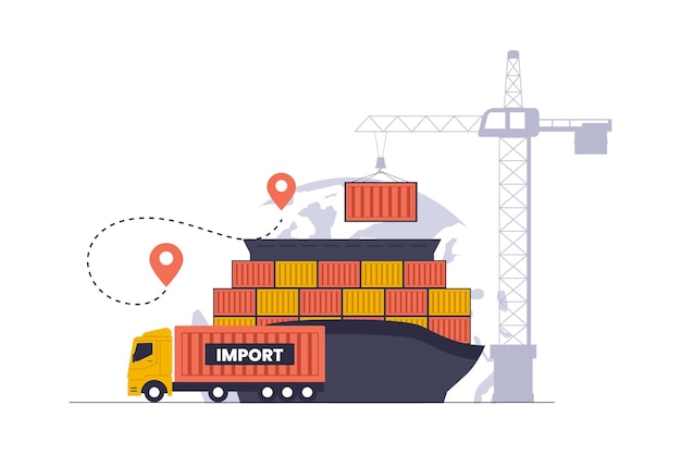 Konzept der internationalen Spedition und der Logistik der Einfuhren