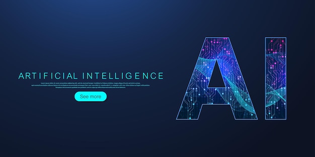 Konzept der künstlichen Intelligenz und des maschinellen Lernens futuristisches Vektorsymbol Design der drahtlosen Technologie der künstlichen Intelligenz Neuronale Netze und moderne Technologiekonzepte