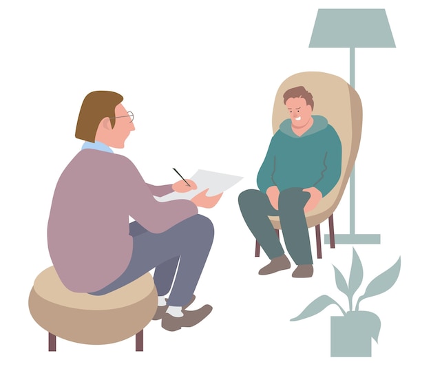 Konzept der psychologischen Hilfe Gesundheitsberatung mit Psychologen Vektorillustration