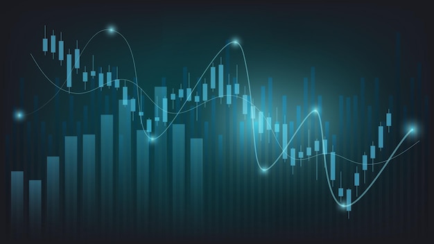 Konzept der Wirtschaftssituation. Finanzgeschäftsstatistiken mit Candlestick-Chart zeigen den Aktienmarkt