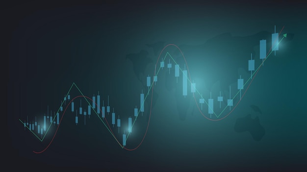 Konzept der wirtschaftssituation. finanzgeschäftsstatistiken mit candlestick-chart zeigen den aktienmarkt