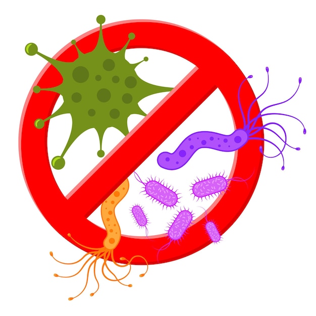 Vektor konzept der zeit bis zum grippeimpfstoff. flache stilikone. zeichen stop virus, mikroben. isolierte vektorillustration