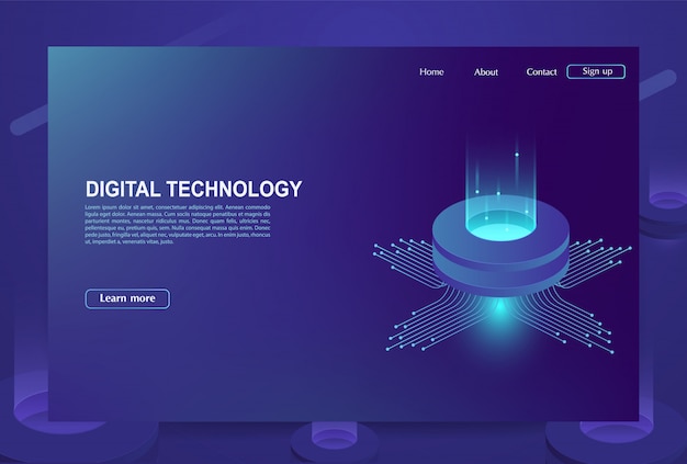 Konzept des Big Data Processing Centers, der Cloud-Datenbank und der Server-Energiestation der Zukunft. Digitale Informationstechnologien.