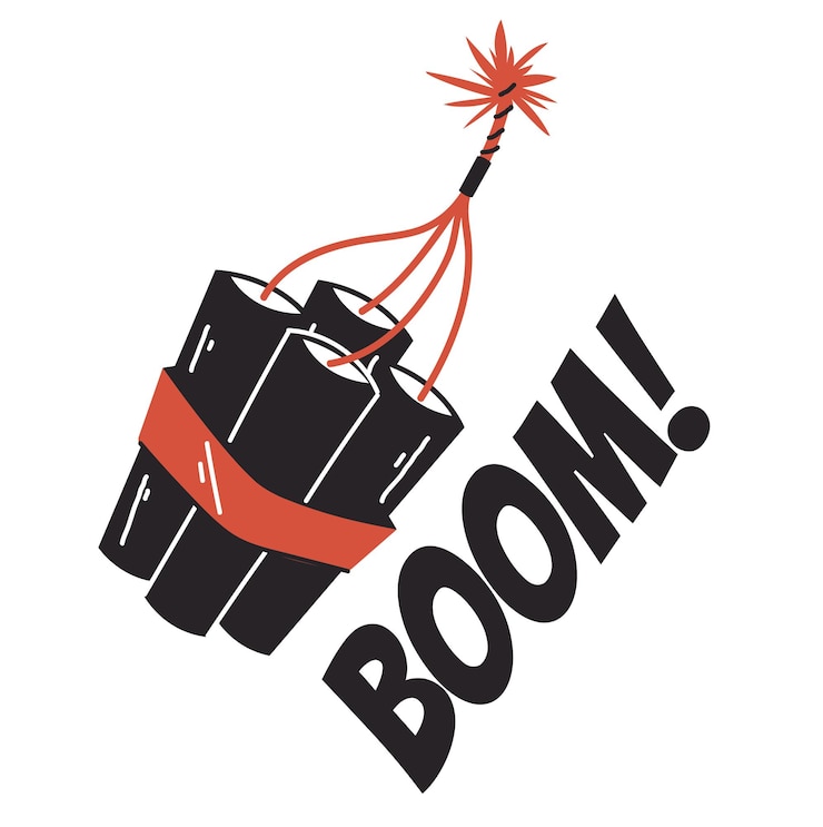 Vektor konzept des bombenboom-dynamit-effekts vektorflach-grafik-design-illustration