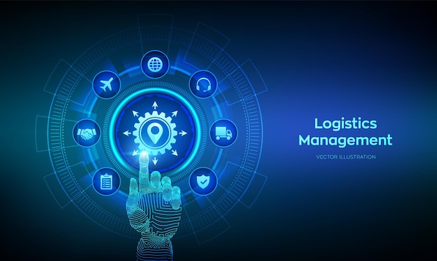 Vektor konzept des logistikmanagements intelligente logistik und transport logistisches globales vertriebsnetz